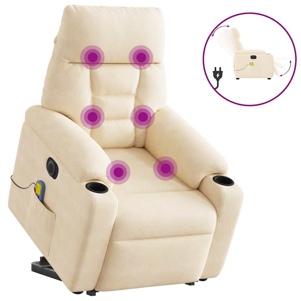 Sta-op-massagestoel elektrisch verstelbaar microvezelstof beige