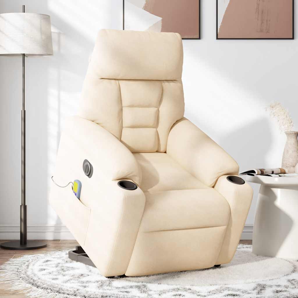 Sta-op-massagestoel elektrisch verstelbaar microvezelstof beige