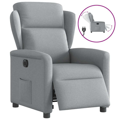 Fauteuil elektrisch verstelbaar stof lichtgrijs