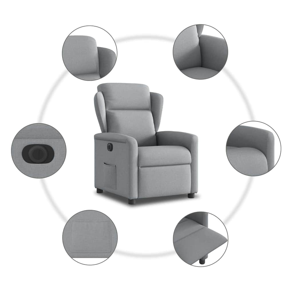 Fauteuil elektrisch verstelbaar stof lichtgrijs