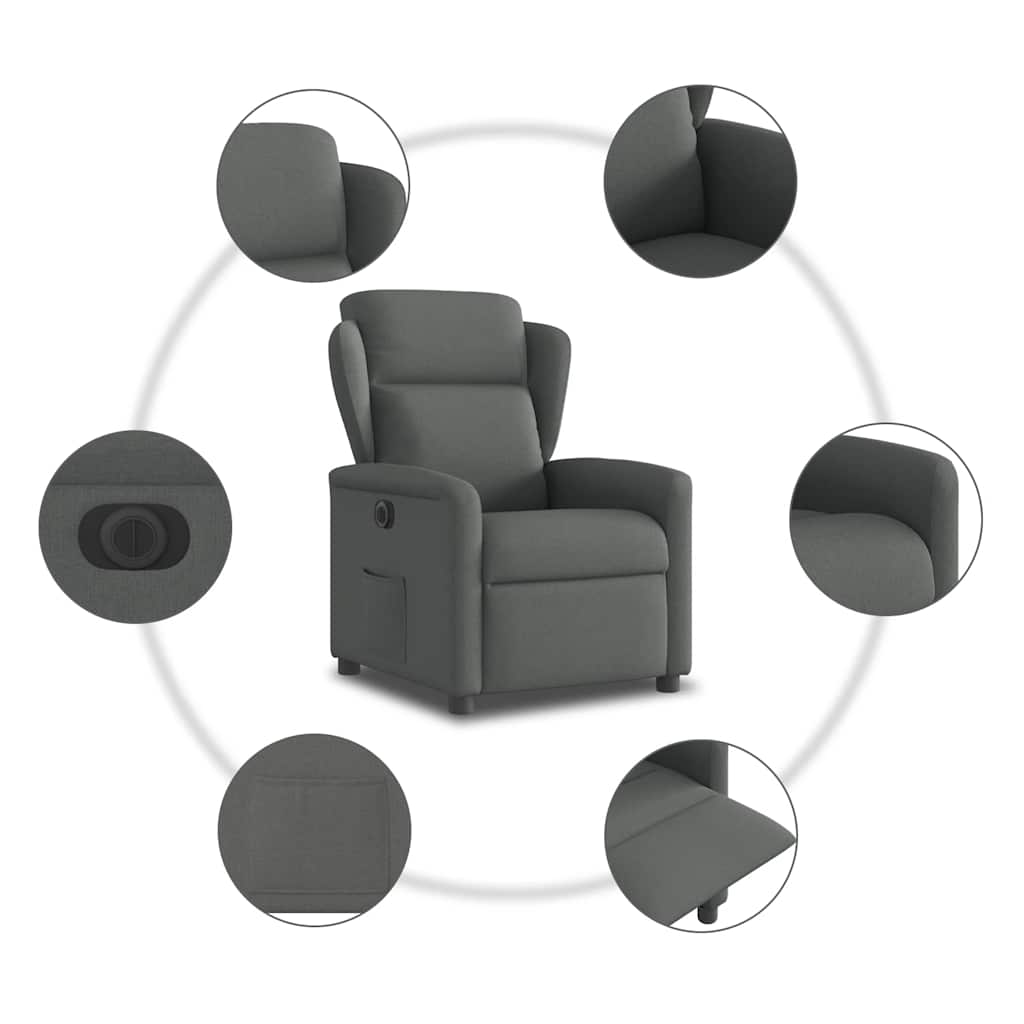 Fauteuil elektrisch verstelbaar stof donkergrijs