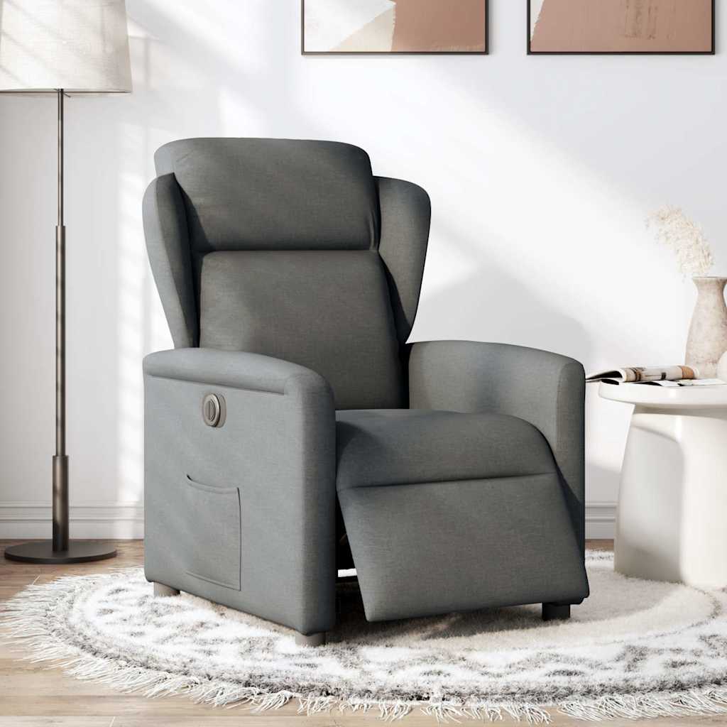 Fauteuil elektrisch verstelbaar stof donkergrijs