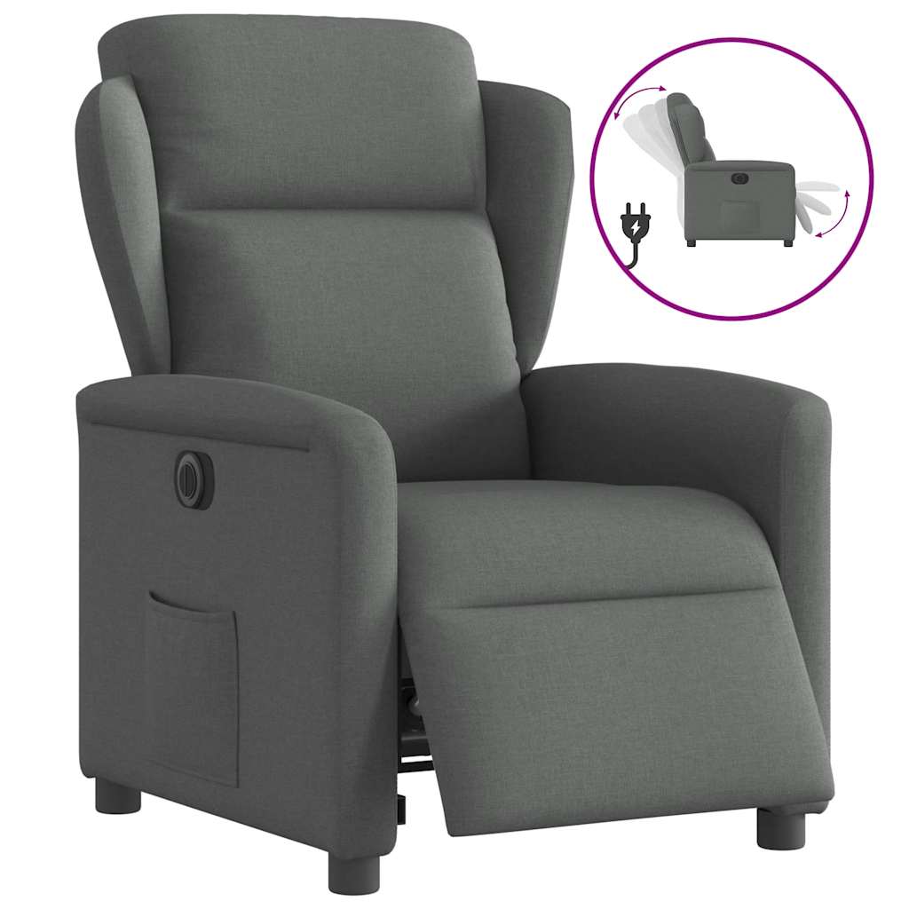 Fauteuil elektrisch verstelbaar stof donkergrijs