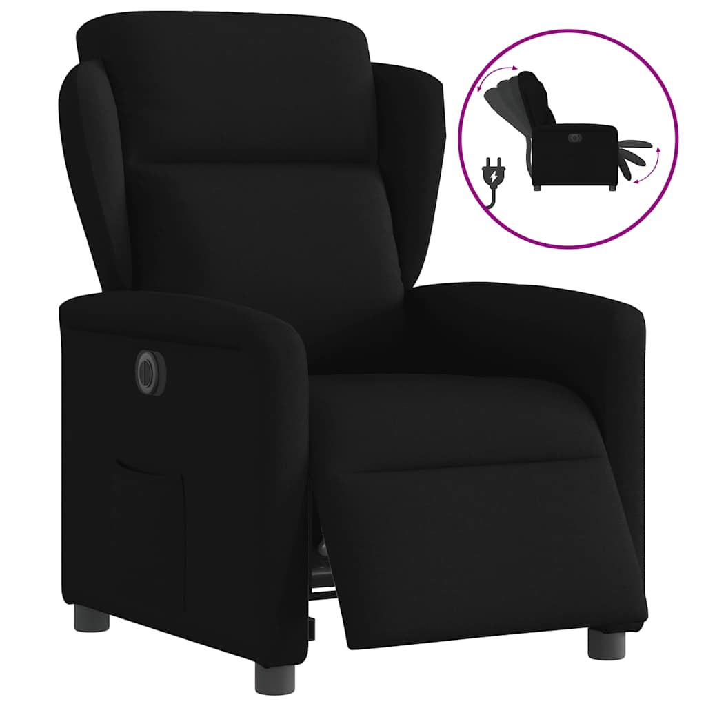 Fauteuil verstelbaar elektrisch stof zwart
