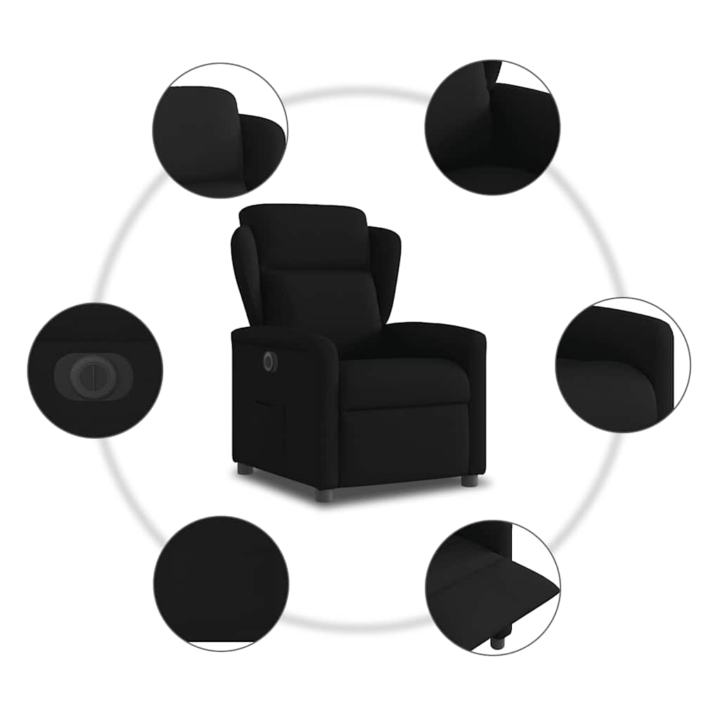 Fauteuil verstelbaar elektrisch stof zwart