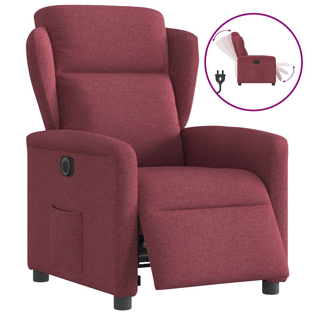 Fauteuil verstelbaar elektrisch stof wijnrood