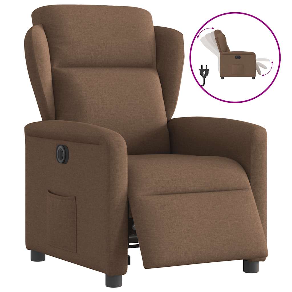 Fauteuil verstelbaar elektrisch stof bruin