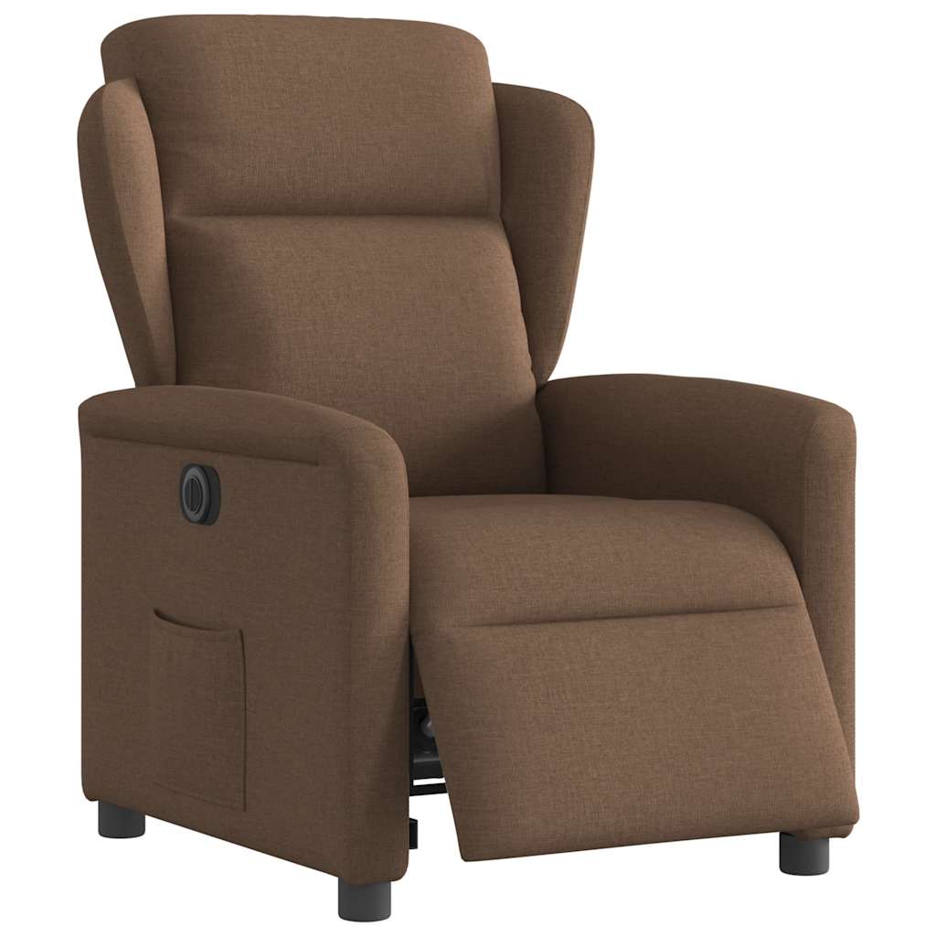 Fauteuil verstelbaar elektrisch stof bruin