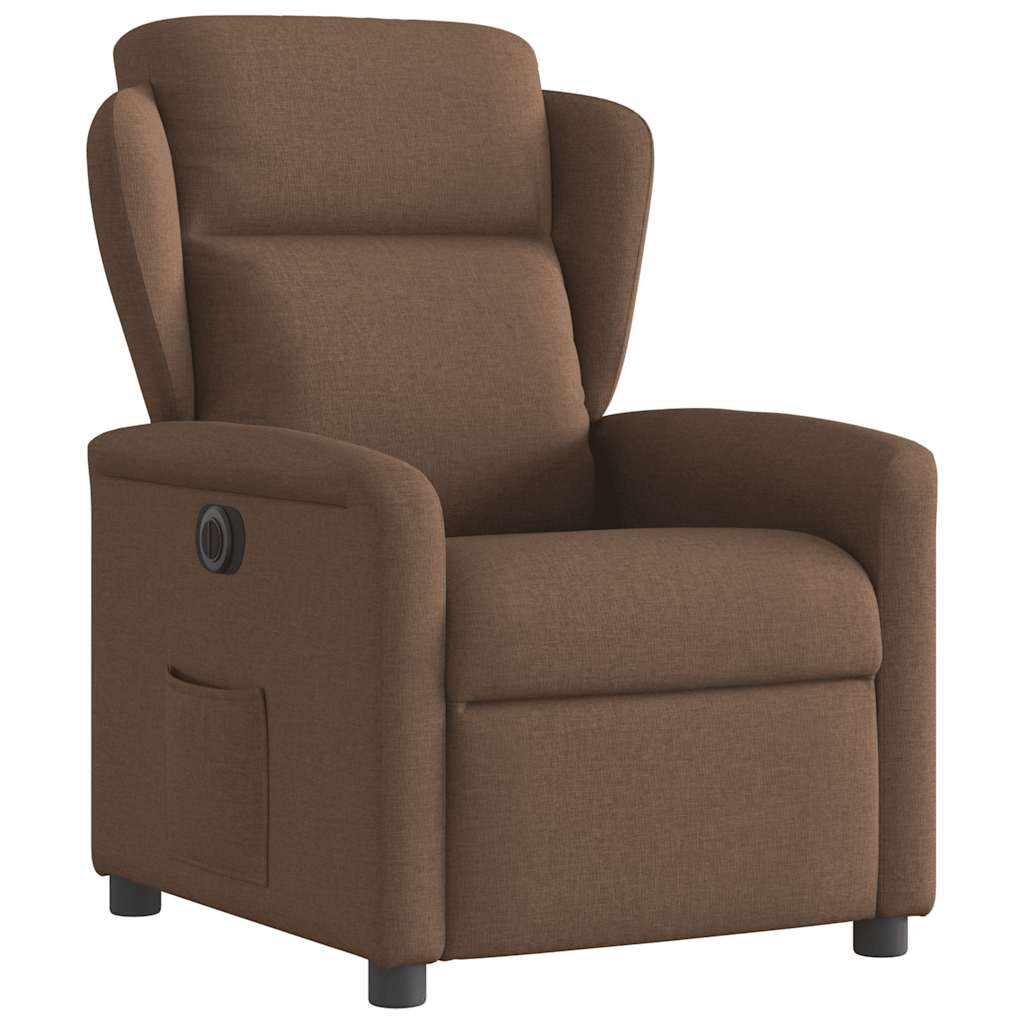 Fauteuil verstelbaar elektrisch stof bruin