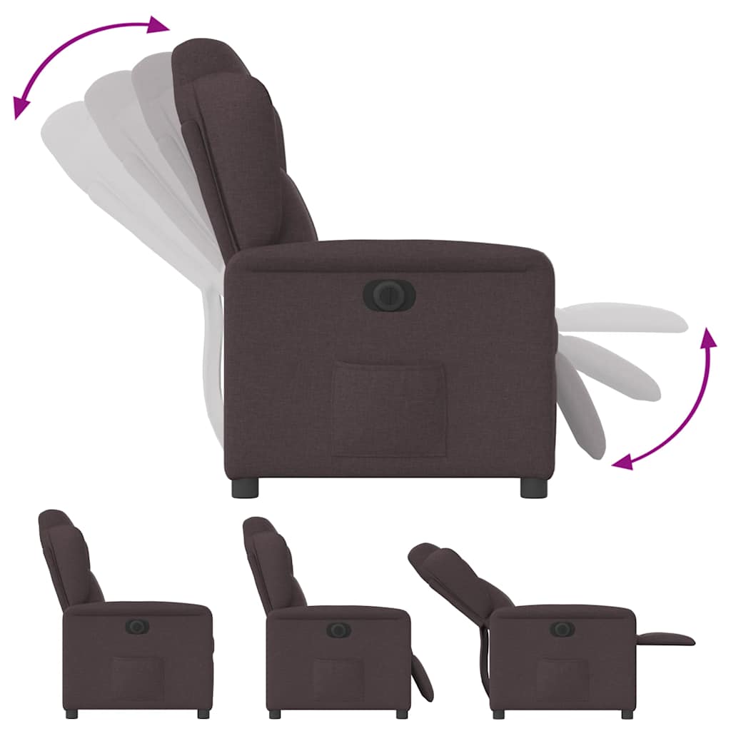 Fauteuil verstelbaar elektrisch stof donkerbruin
