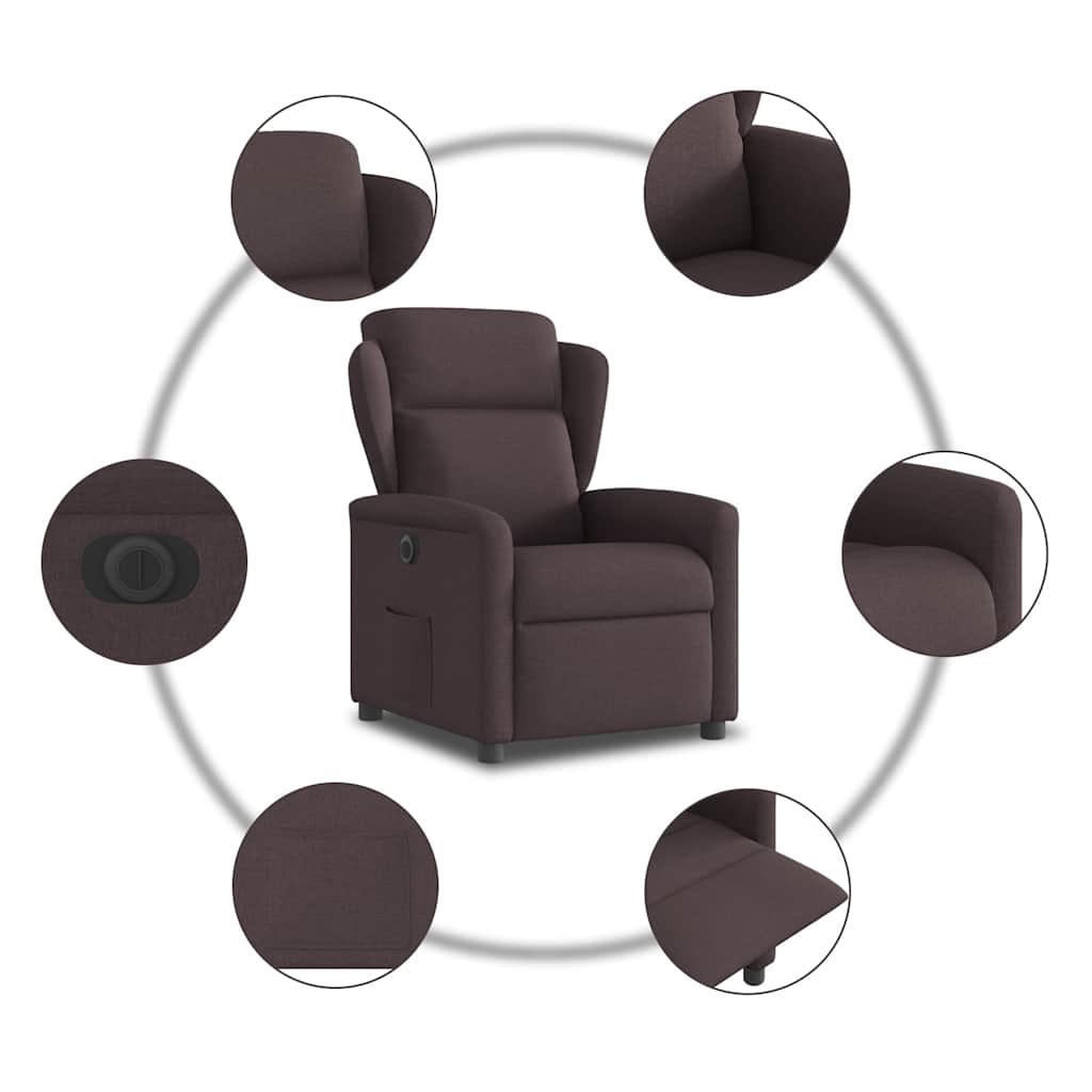 Fauteuil verstelbaar elektrisch stof donkerbruin