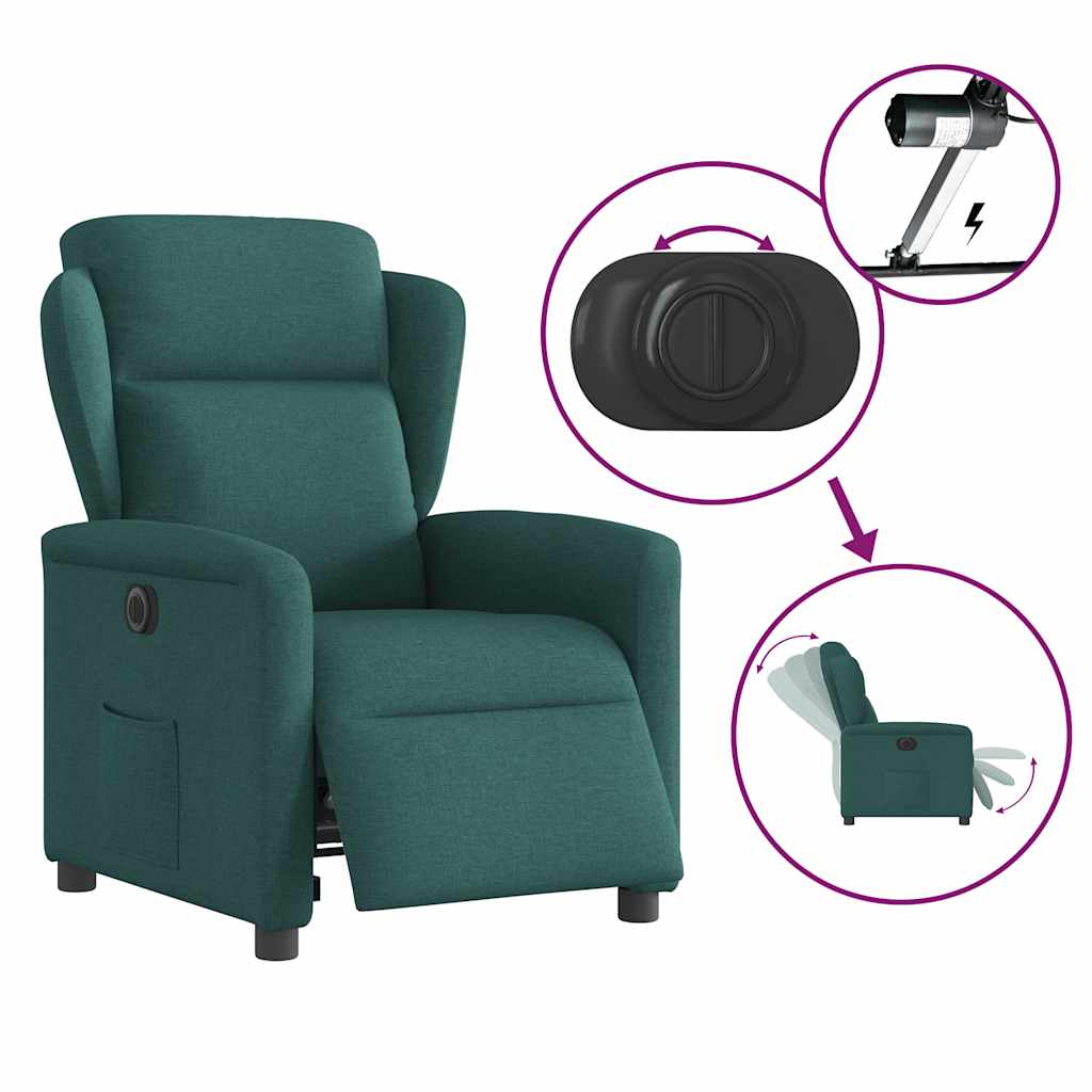 Fauteuil verstelbaar elektrisch stof donkergroen