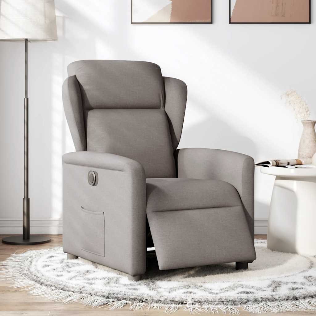 Fauteuil verstelbaar elektrisch stof taupe