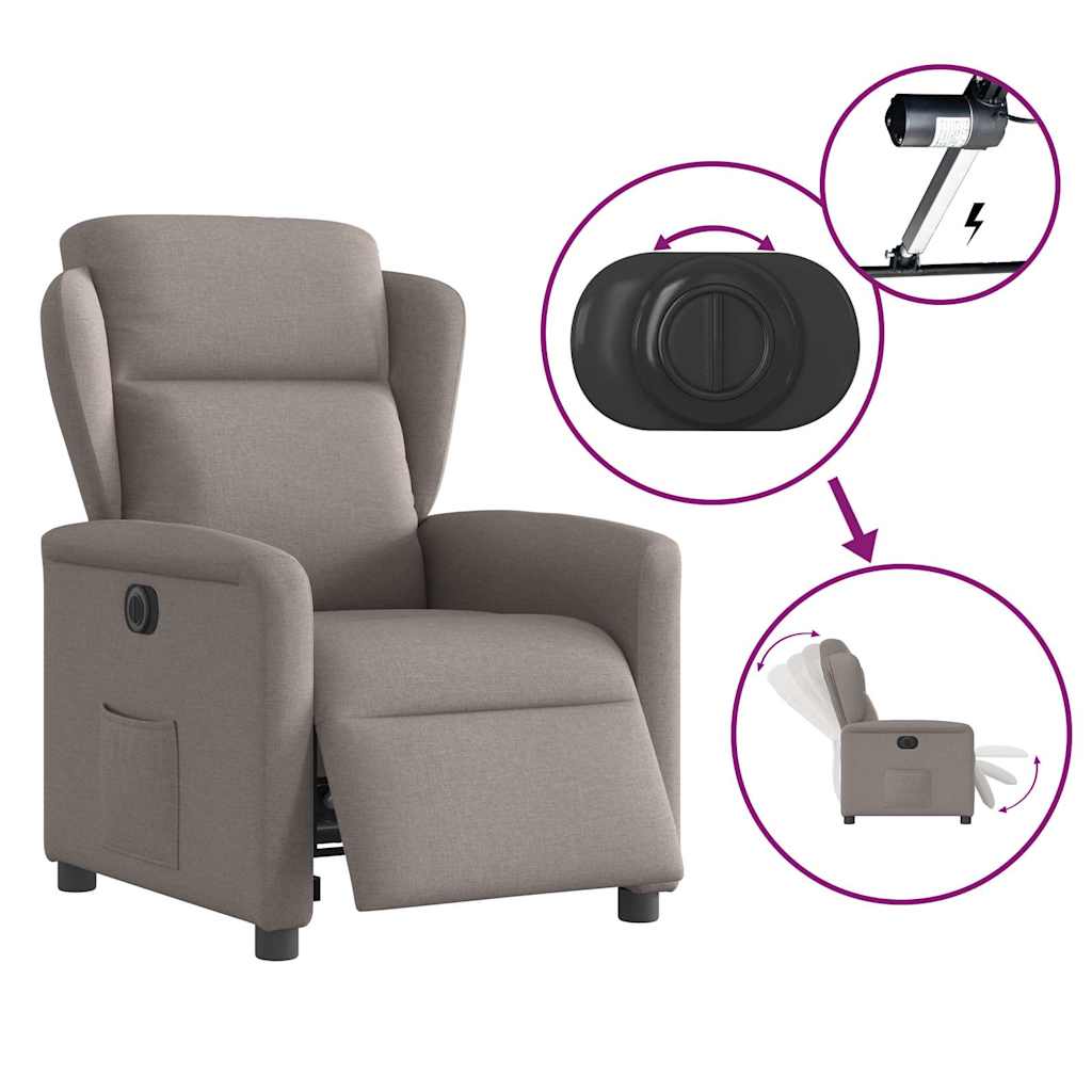 Fauteuil verstelbaar elektrisch stof taupe