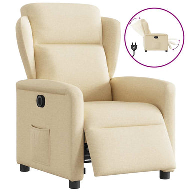 Fauteuil verstelbaar elektrisch stof crèmekleurig