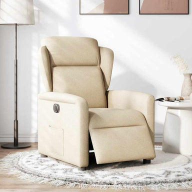 Fauteuil verstelbaar elektrisch stof crèmekleurig