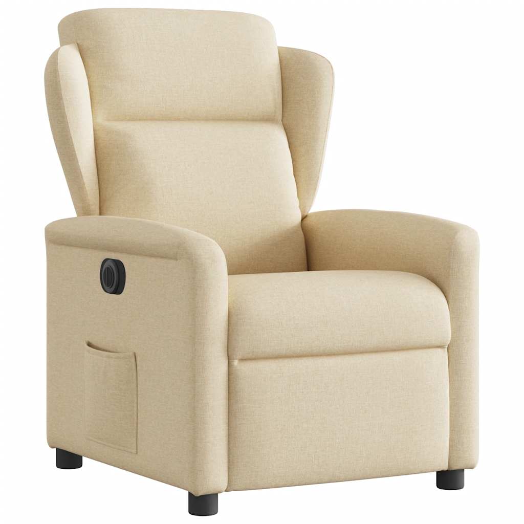Fauteuil verstelbaar elektrisch stof crèmekleurig