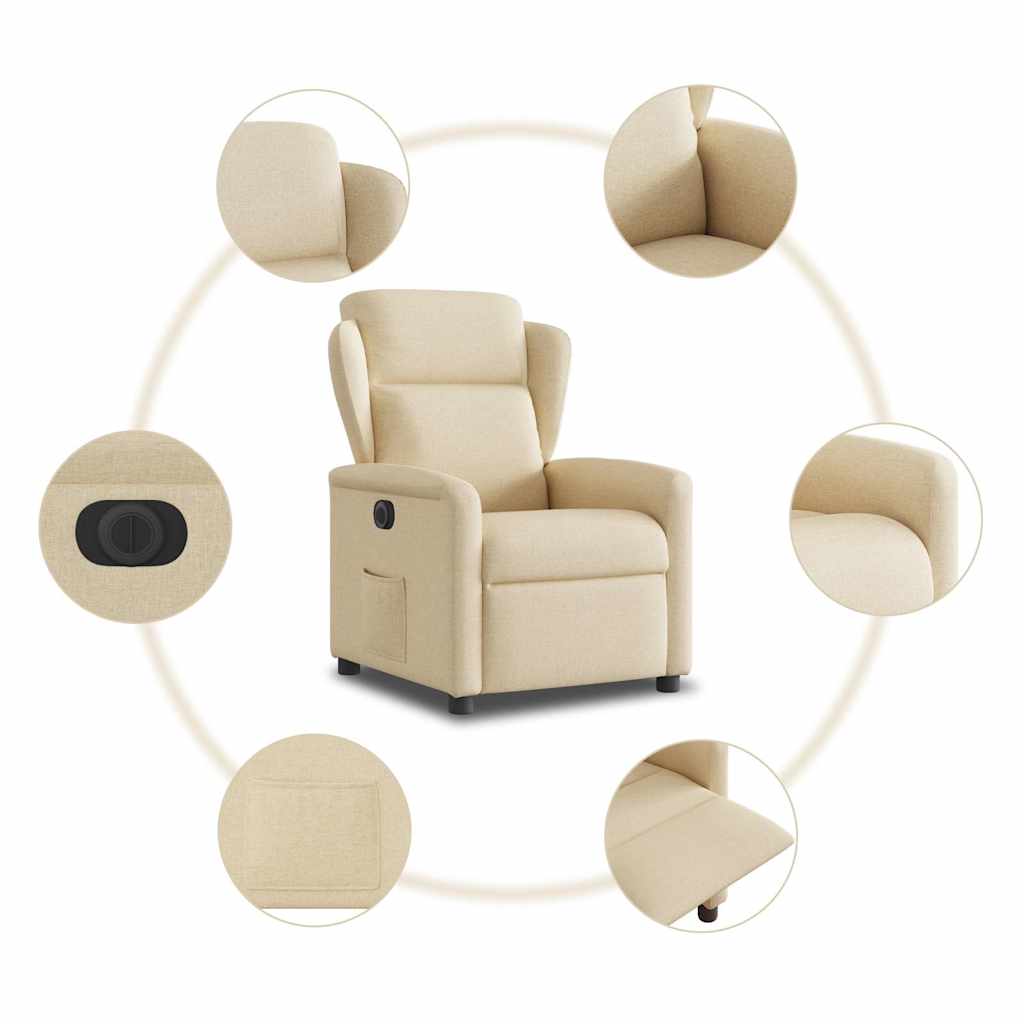 Fauteuil verstelbaar elektrisch stof crèmekleurig