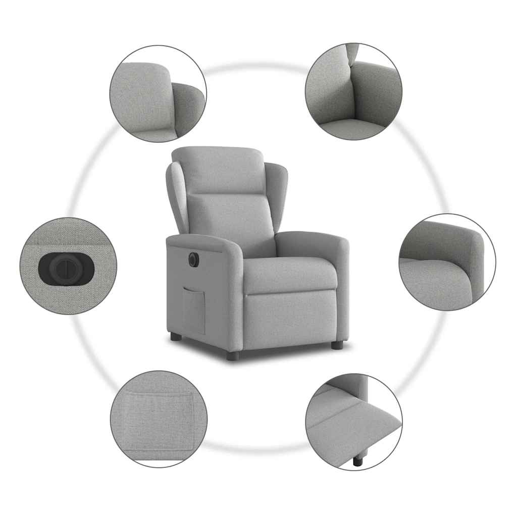 Fauteuil elektrisch verstelbaar stof wolk grijs