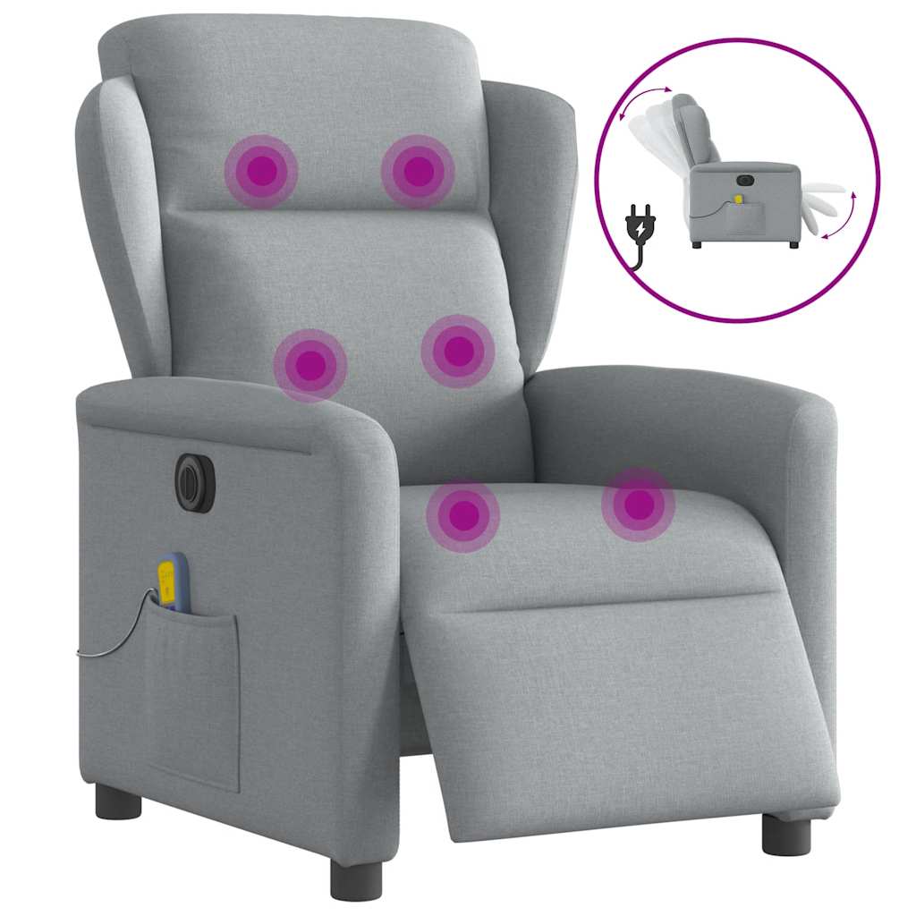 Massagestoel elektrisch verstelbaar stof lichtgrijs