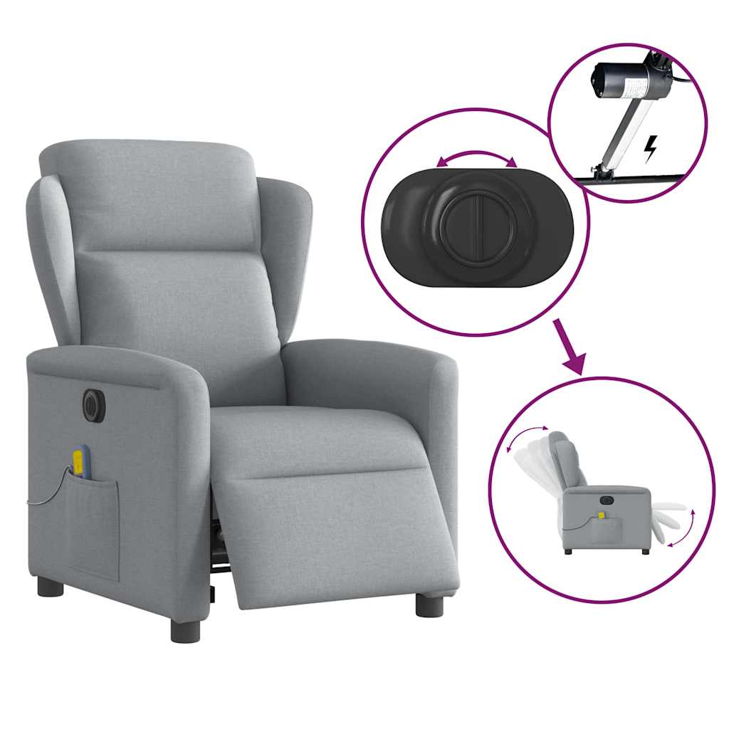 Massagestoel elektrisch verstelbaar stof lichtgrijs