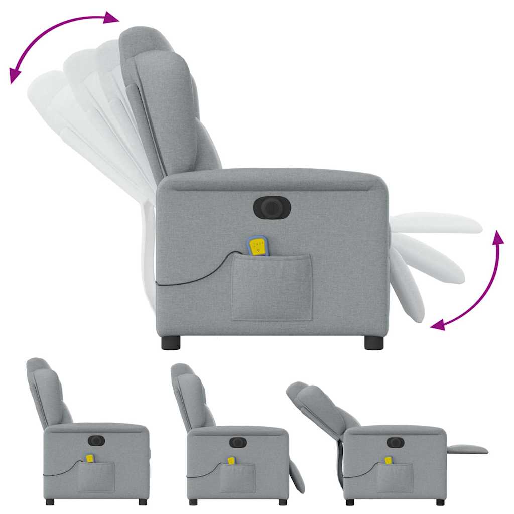 Massagestoel elektrisch verstelbaar stof lichtgrijs