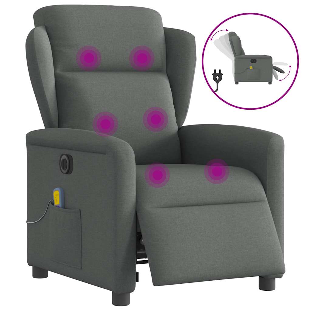 Massagestoel elektrisch verstelbaar stof donkergrijs