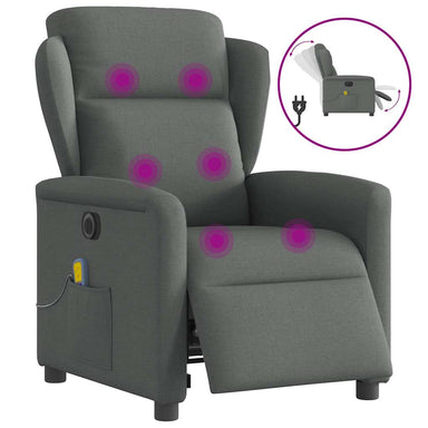 Massagestoel elektrisch verstelbaar stof donkergrijs