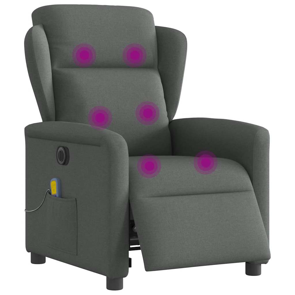 Massagestoel elektrisch verstelbaar stof donkergrijs
