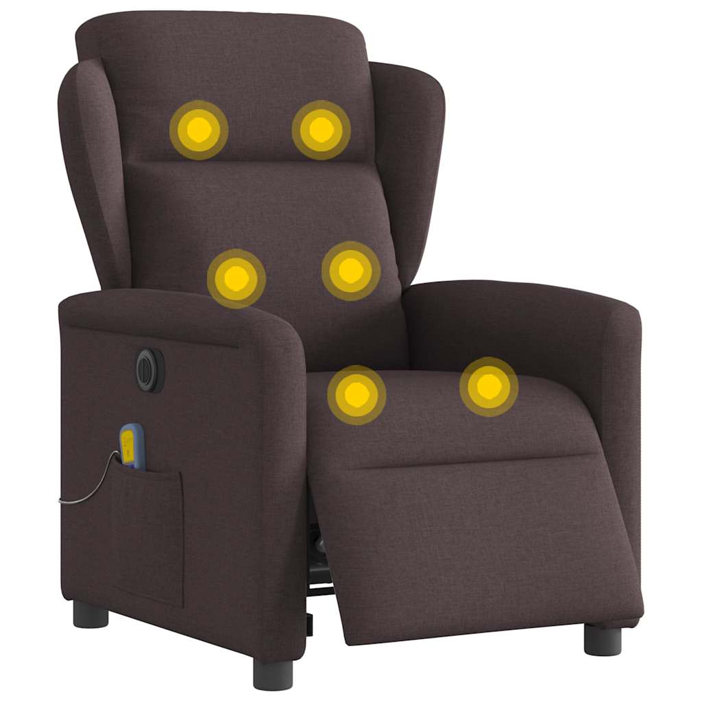 Massagestoel elektrisch verstelbaar stof donkerbruin