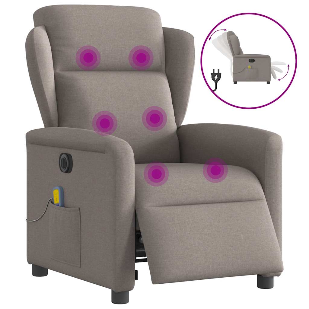 Massagestoel elektrisch verstelbaar stof taupe