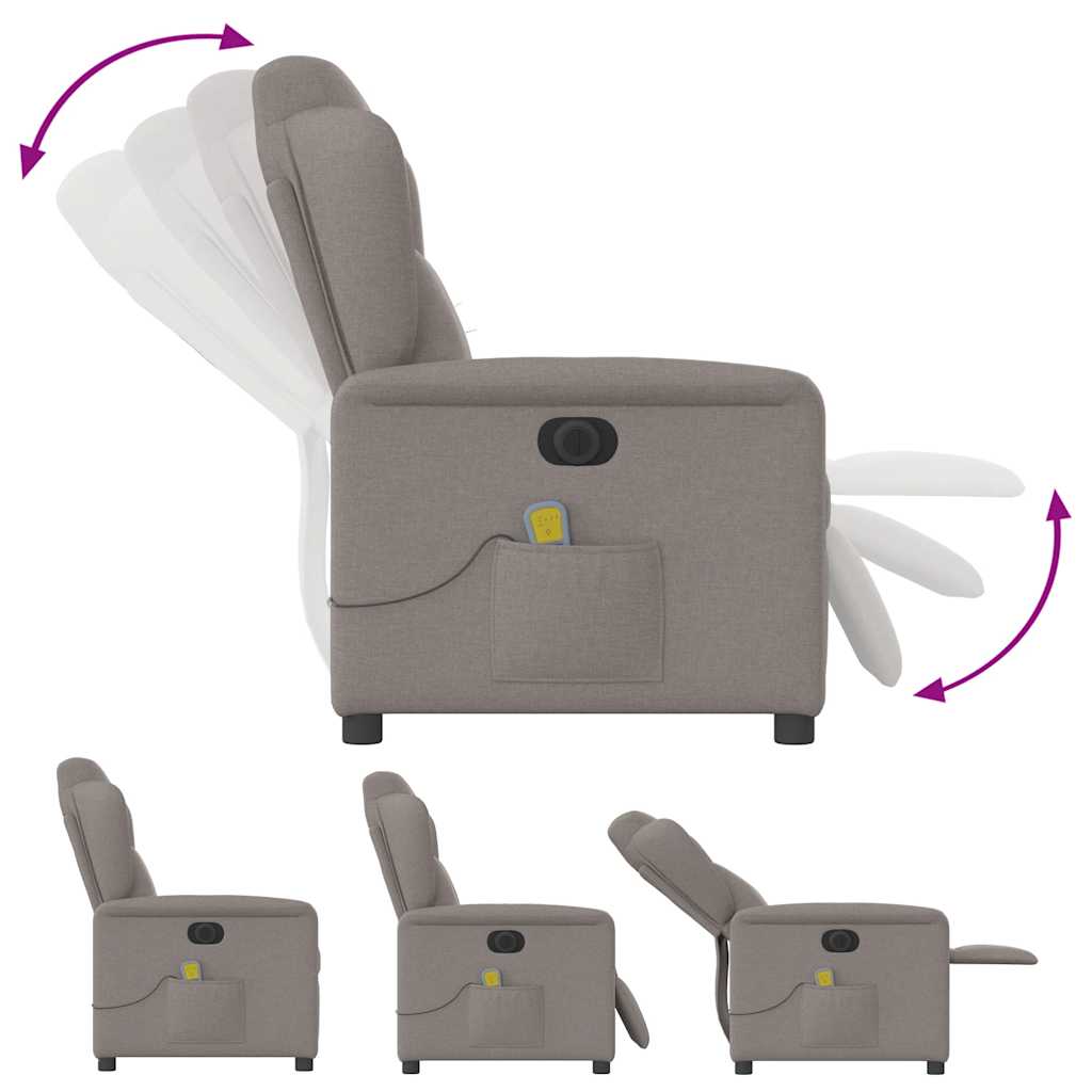 Massagestoel elektrisch verstelbaar stof taupe