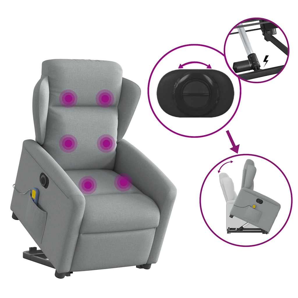 Sta-op-massagestoel elektrisch verstelbaar stof lichtgrijs