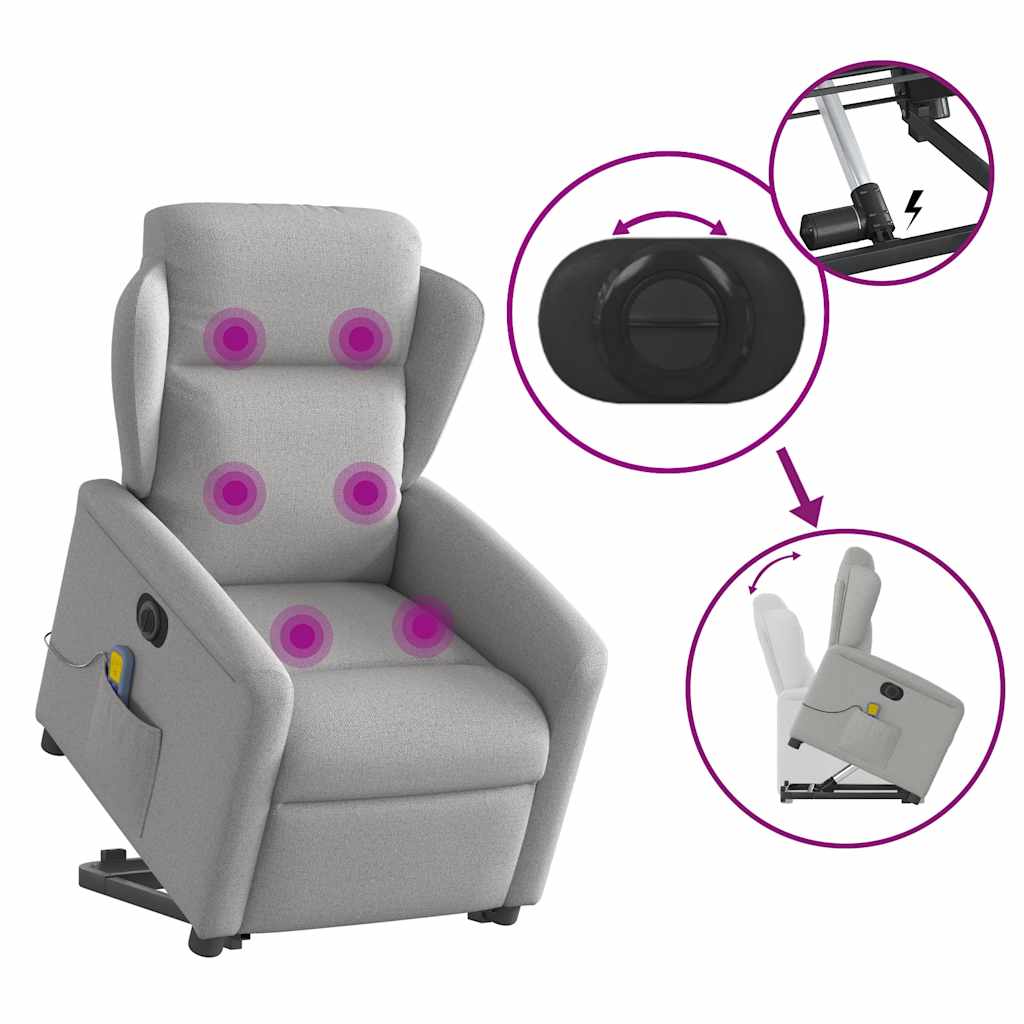 Sta-op-massagestoel elektrisch verstelbaar stof wolk grijs