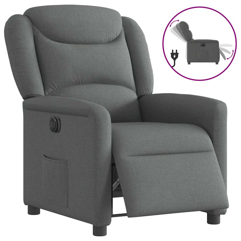 Fauteuil elektrisch verstelbaar stof donkergrijs