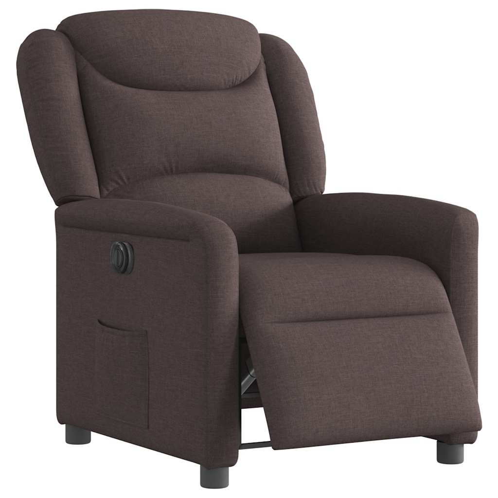 Fauteuil verstelbaar elektrisch stof donkerbruin