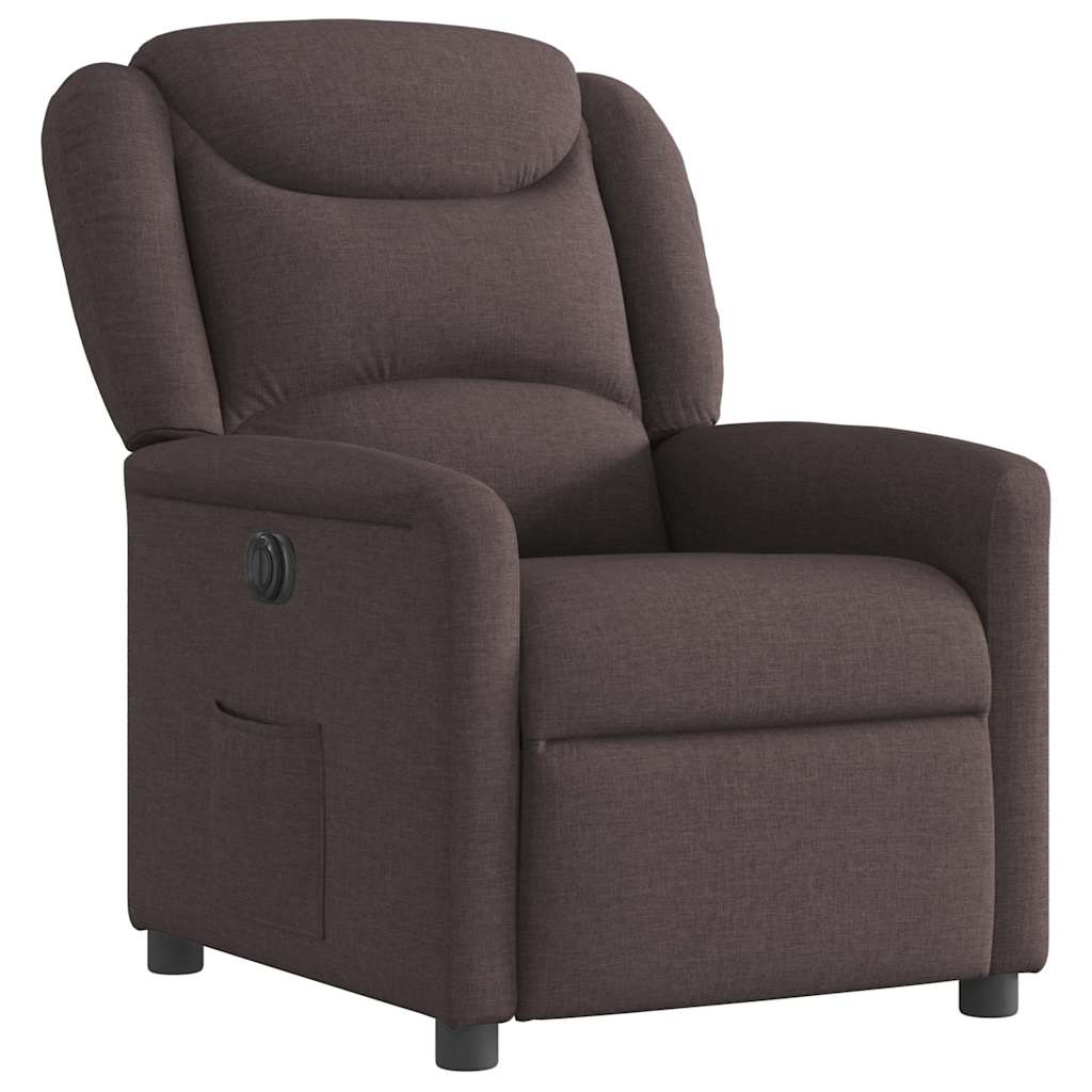 Fauteuil verstelbaar elektrisch stof donkerbruin