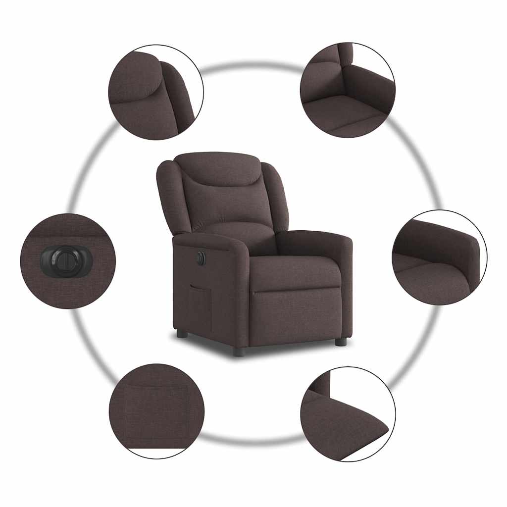 Fauteuil verstelbaar elektrisch stof donkerbruin