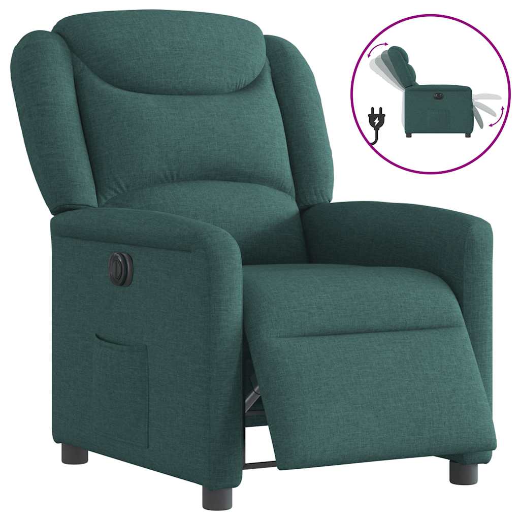 Fauteuil verstelbaar elektrisch stof donkergroen