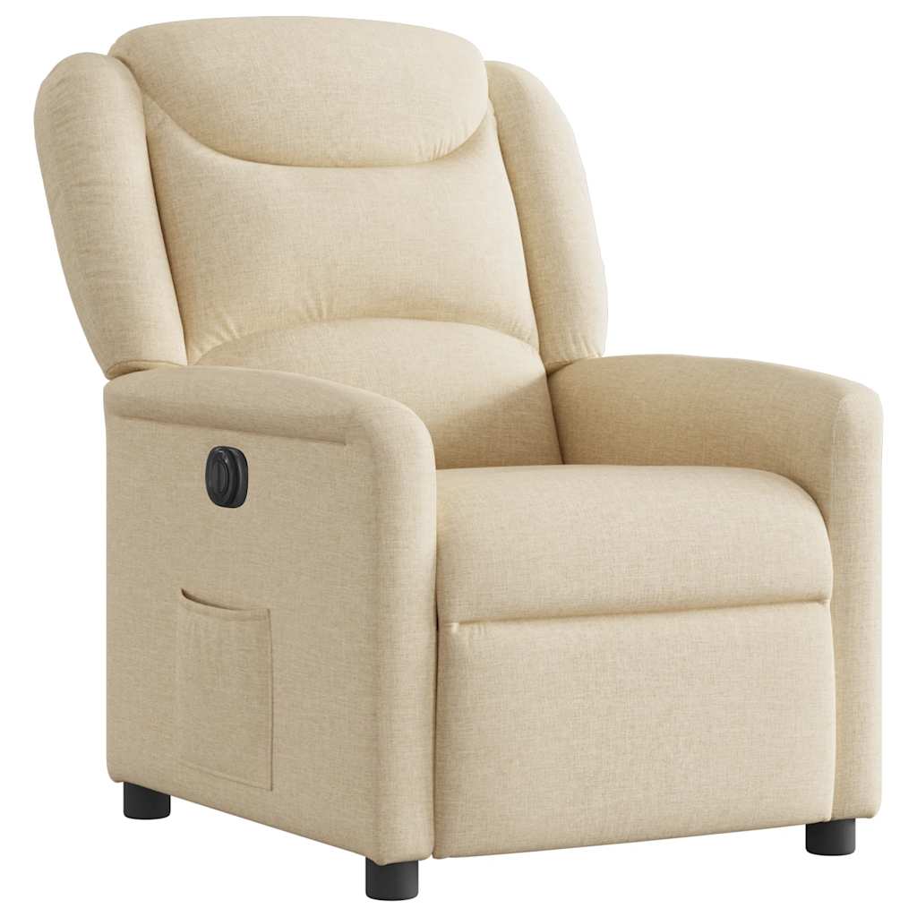 Fauteuil verstelbaar elektrisch stof crèmekleurig