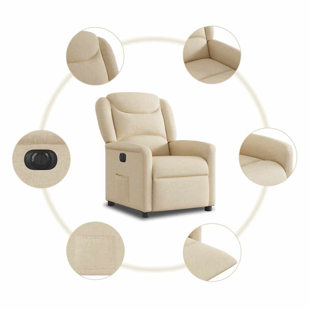 Fauteuil verstelbaar elektrisch stof crèmekleurig