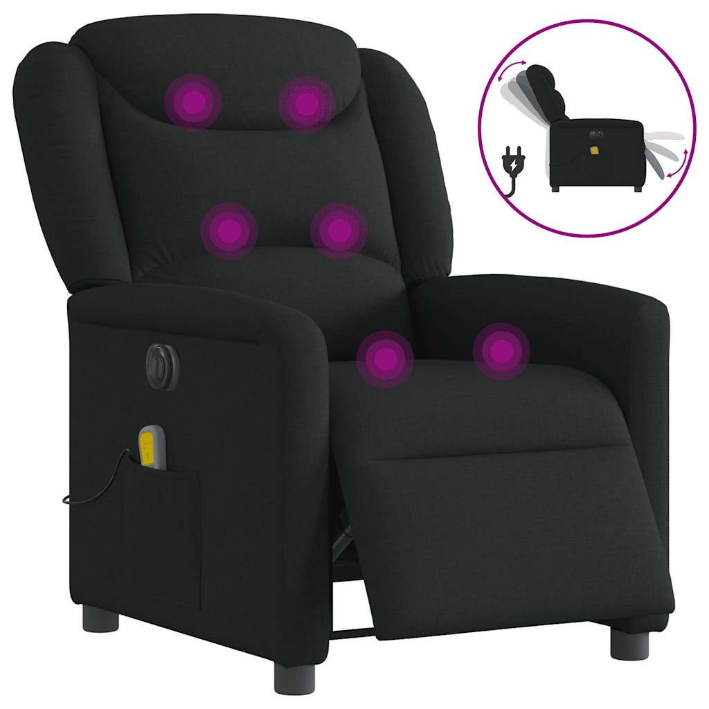 Massagestoel elektrisch verstelbaar stof zwart