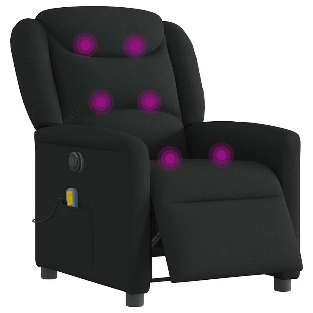 Massagestoel elektrisch verstelbaar stof zwart