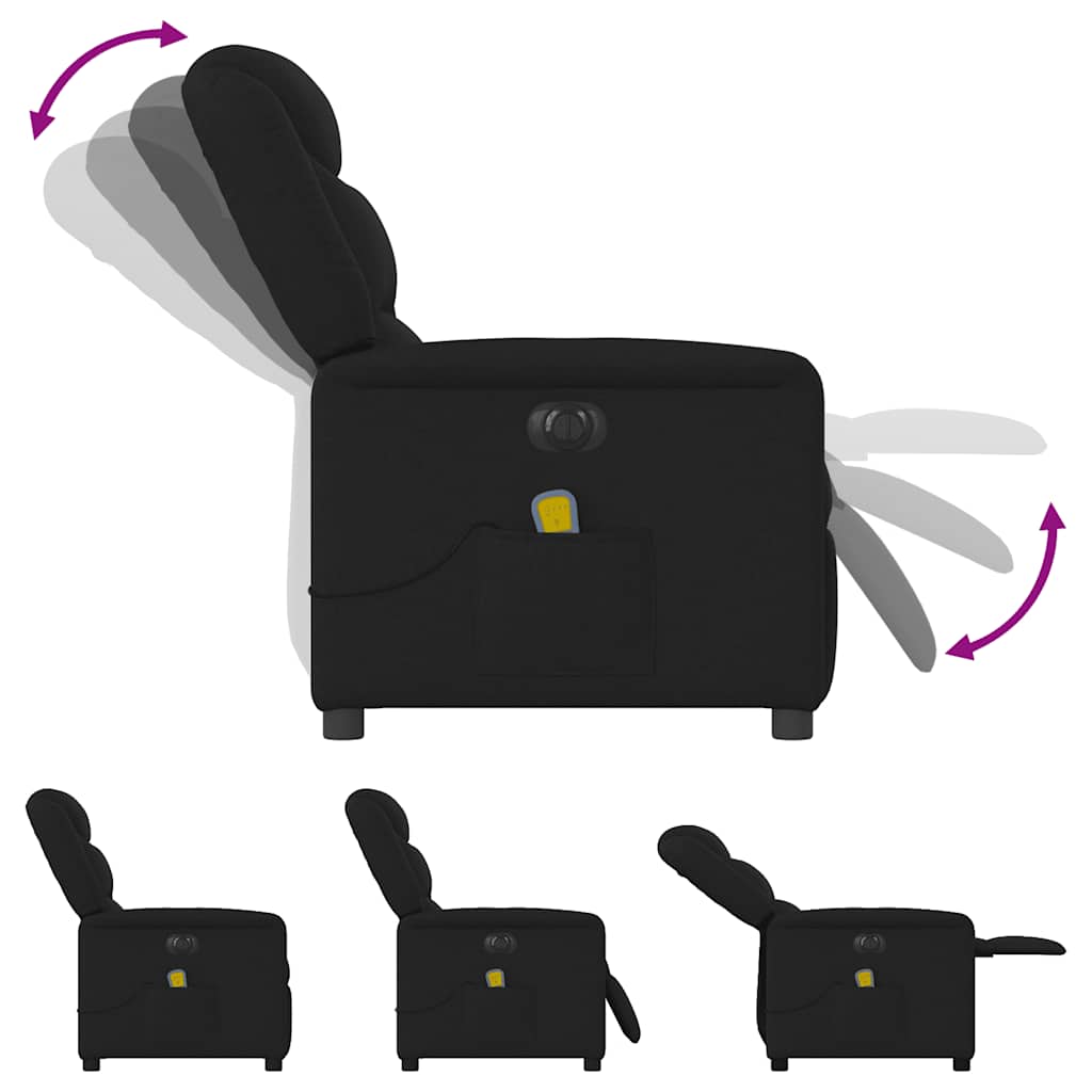 Massagestoel elektrisch verstelbaar stof zwart