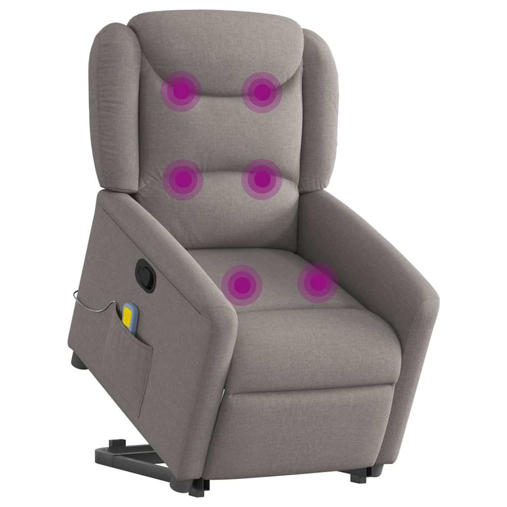 Sta-op-massagestoel verstelbaar stof taupe