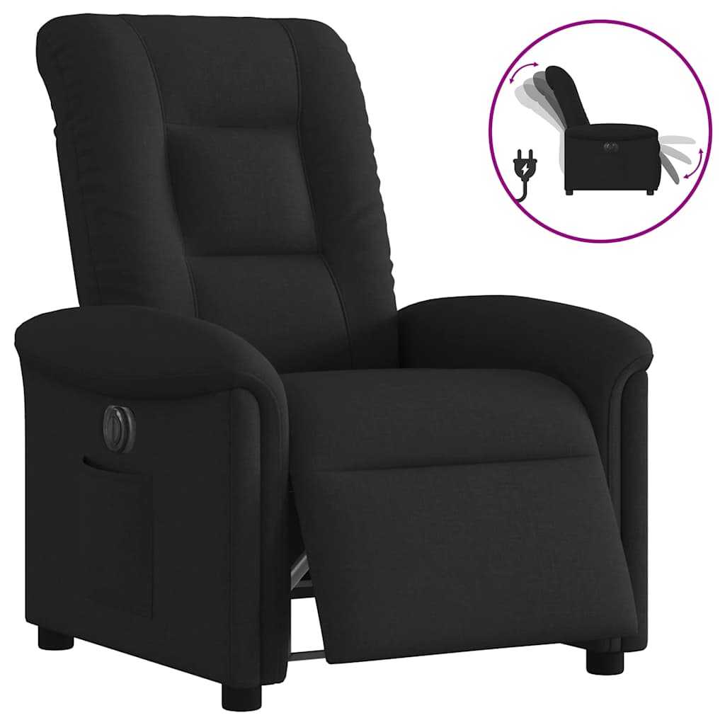 Fauteuil verstelbaar elektrisch stof zwart