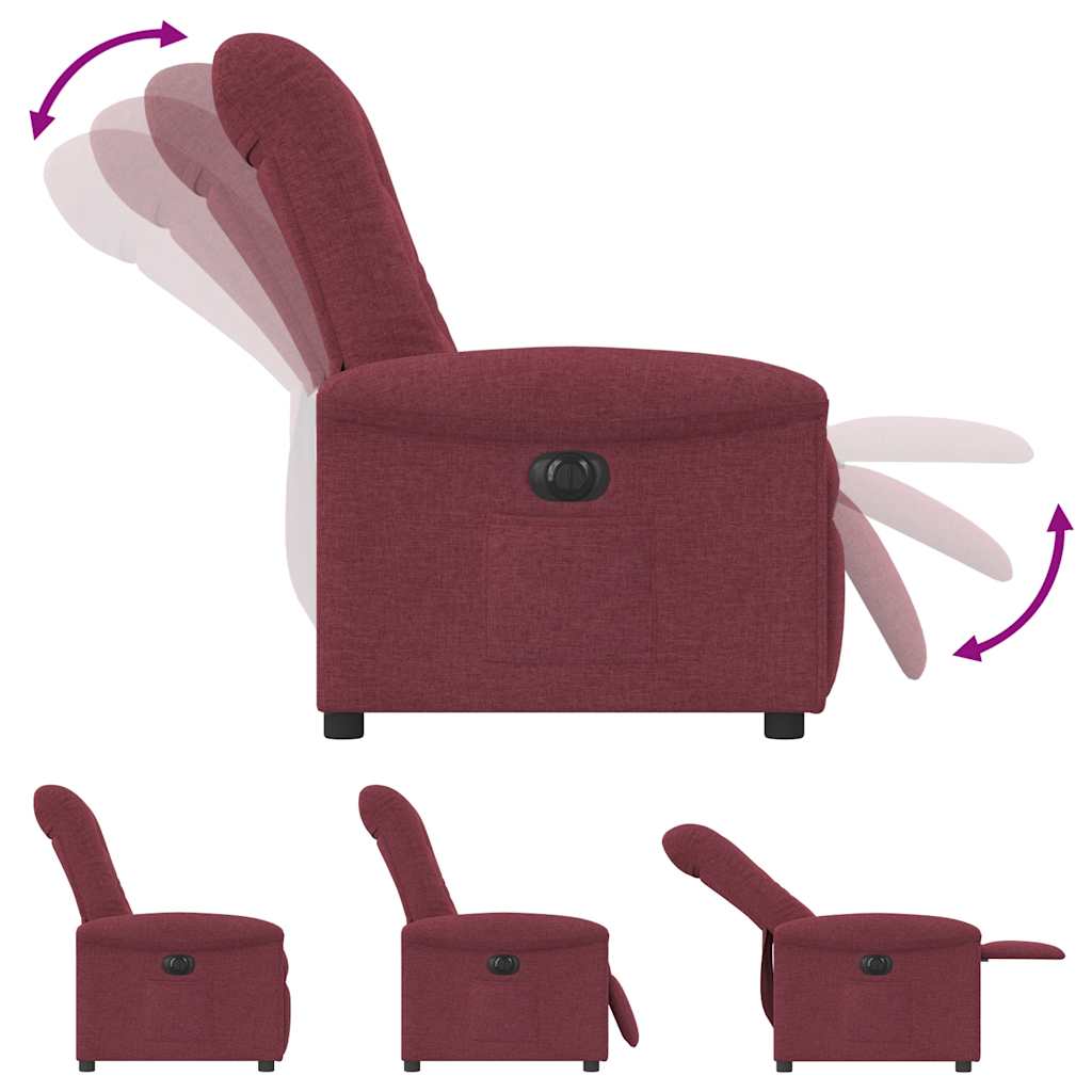 Fauteuil verstelbaar elektrisch stof wijnrood