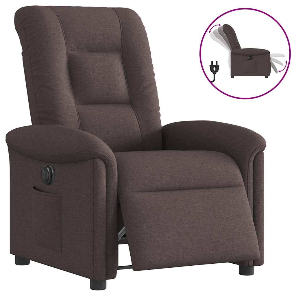 Fauteuil verstelbaar elektrisch stof donkerbruin