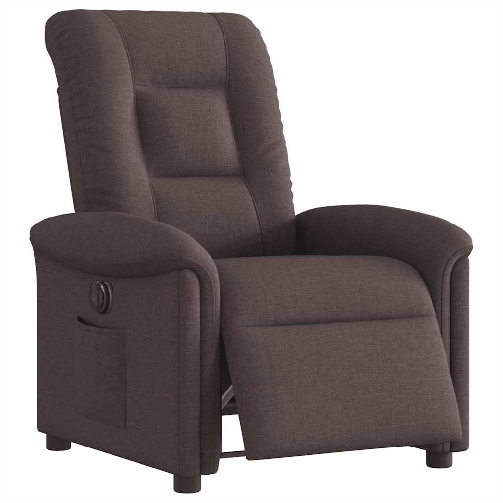 Fauteuil verstelbaar elektrisch stof donkerbruin