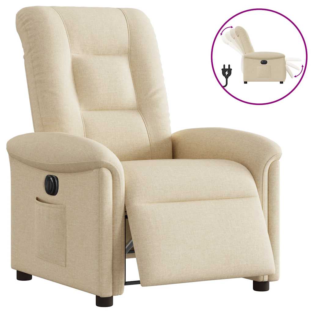 Fauteuil verstelbaar elektrisch stof crèmekleurig